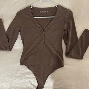 Abercrombie Brown Long Sleeve Bodysuit